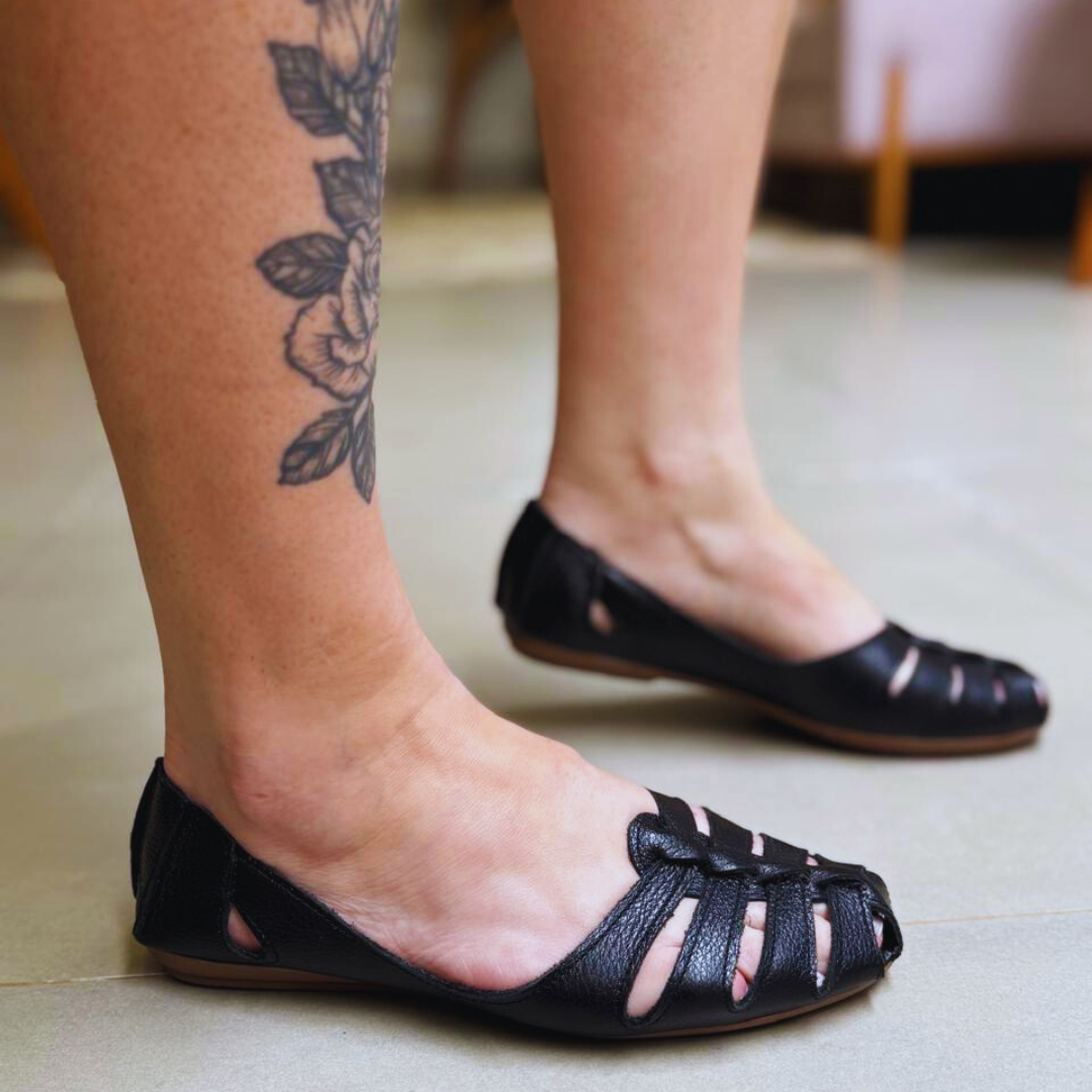 Sapatilha Aurora Comfort em Couro Legítimo